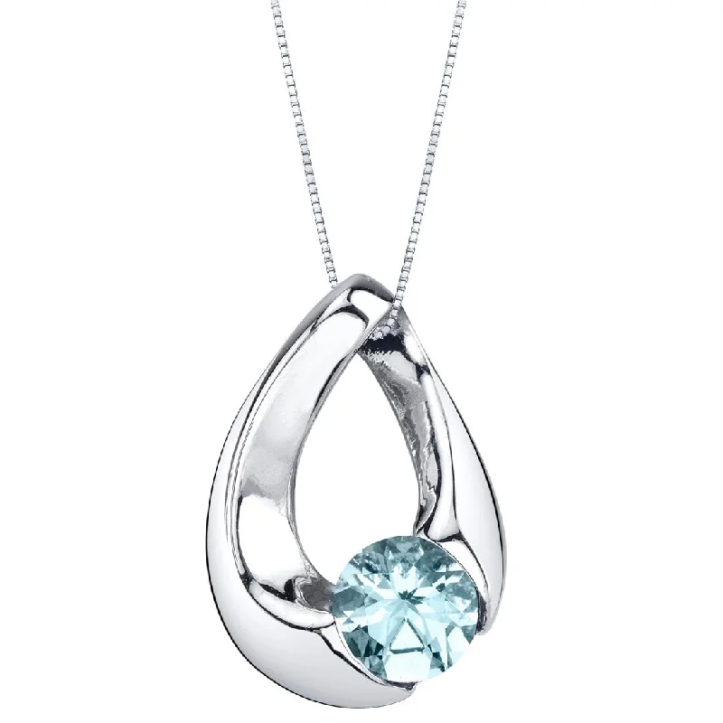 geometric triangle necklace -0.75 ct Aquamarine Pendant in Sterling Silver