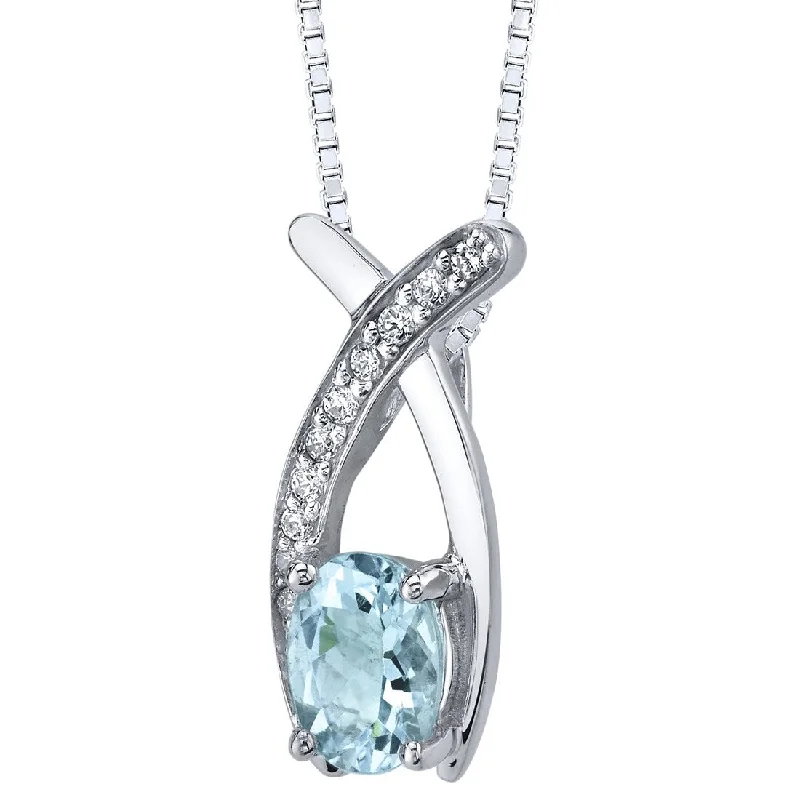 gothic style necklace -0.75 ct Aquamarine Pendant in Sterling Silver