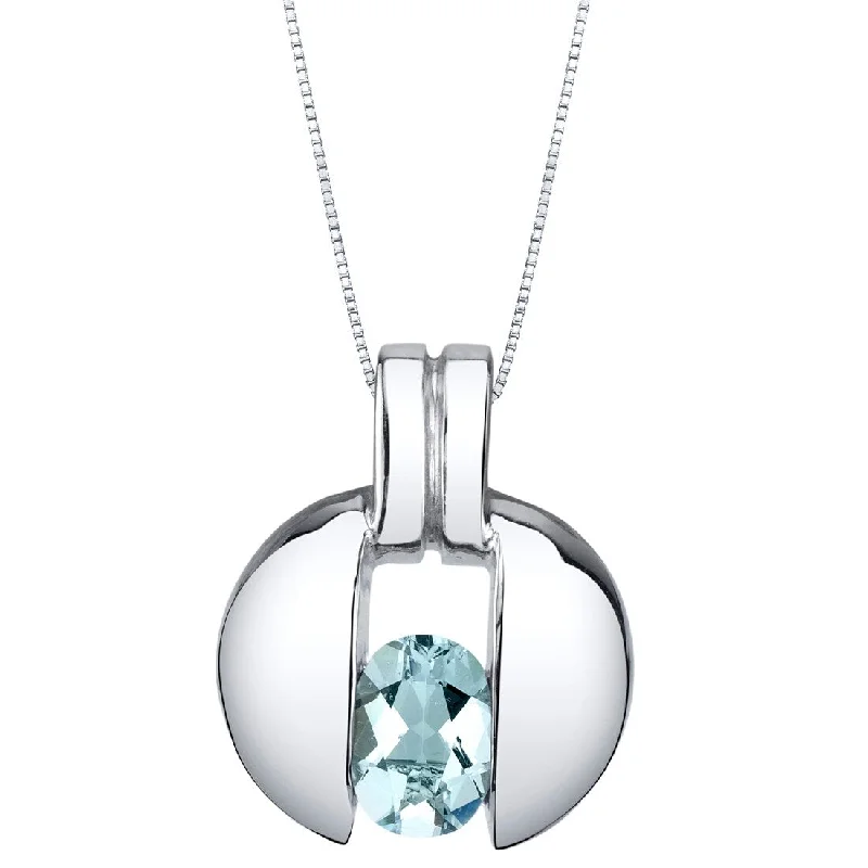 elegant heart pendant necklace -0.75 ct Aquamarine Pendant in Sterling Silver