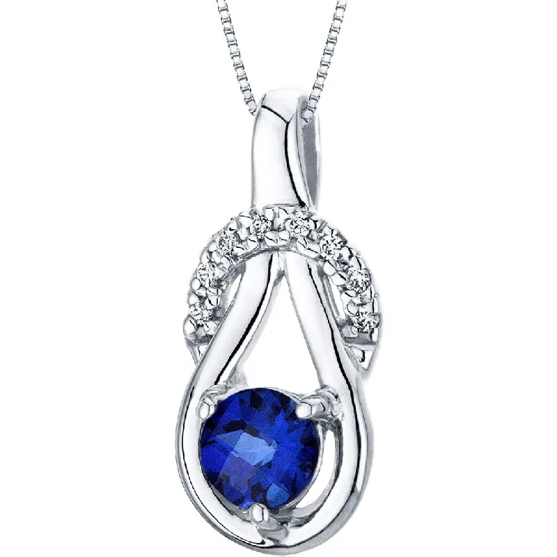 rainbow crystal pendant necklace -0.75 ct Blue Sapphire Pendant in Sterling Silver