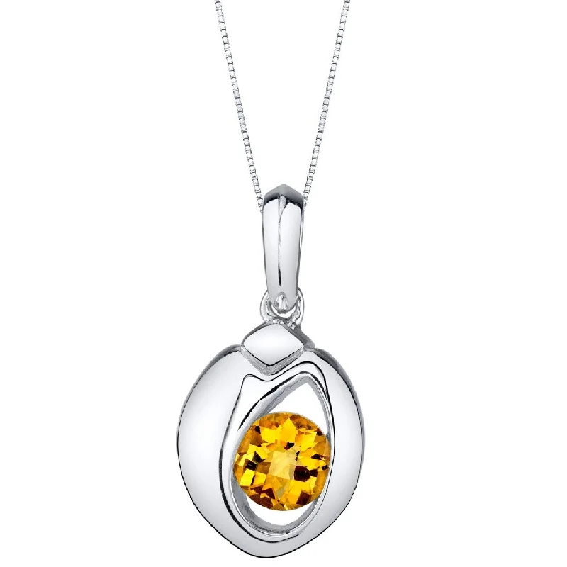 minimalistic chain necklace -0.75 ct Citrine Pendant in Sterling Silver