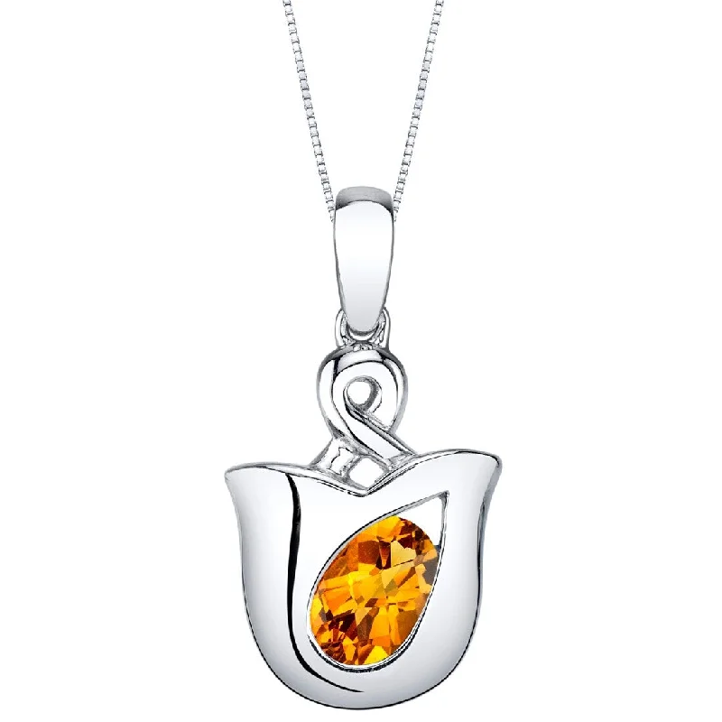 multi-strand gold necklace -0.75 ct Citrine Pendant in Sterling Silver