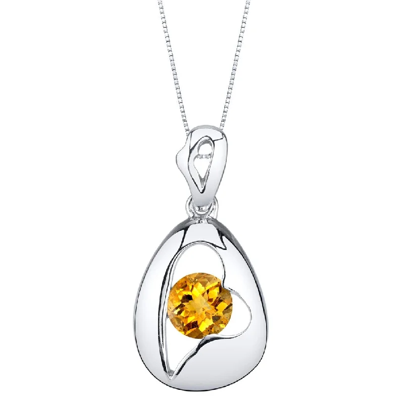 silver angel pendant necklace -0.75 ct Citrine Pendant in Sterling Silver