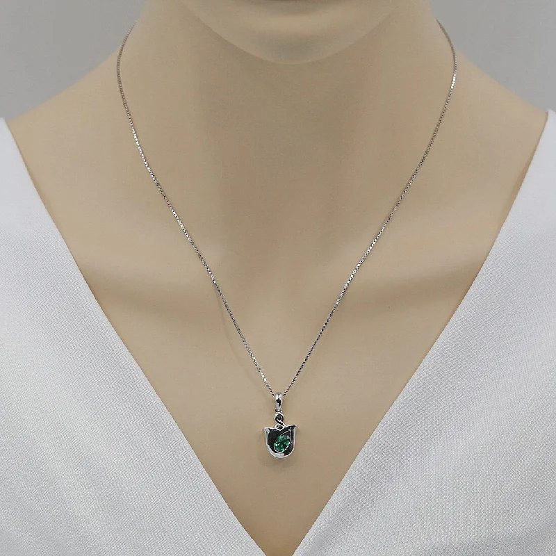 celestial moon necklace -0.75 ct Emerald Pendant in Sterling Silver