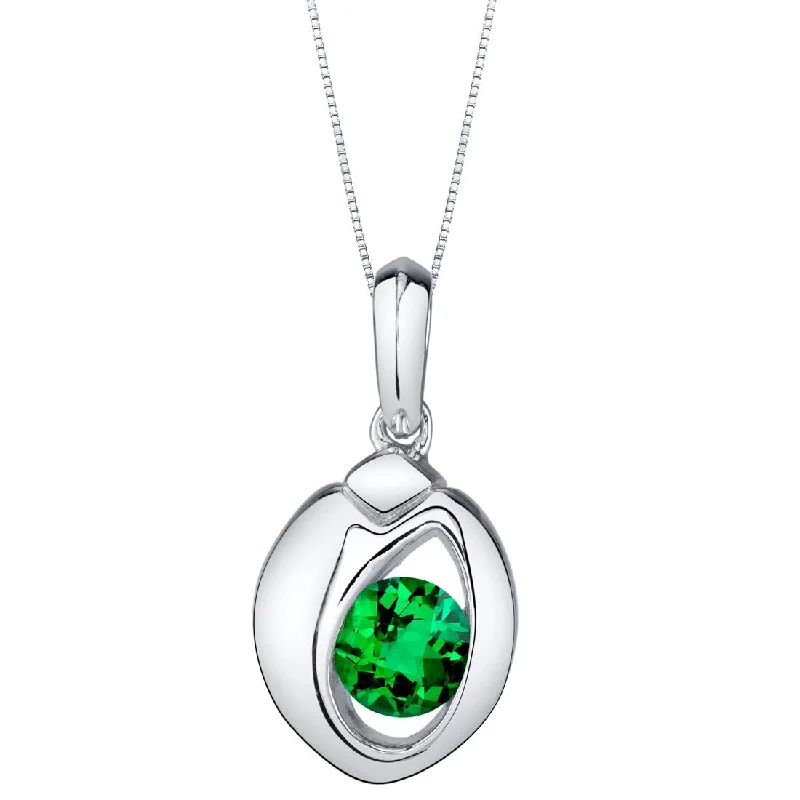 geometric pendant necklace gold -0.75 ct Emerald Pendant in Sterling Silver