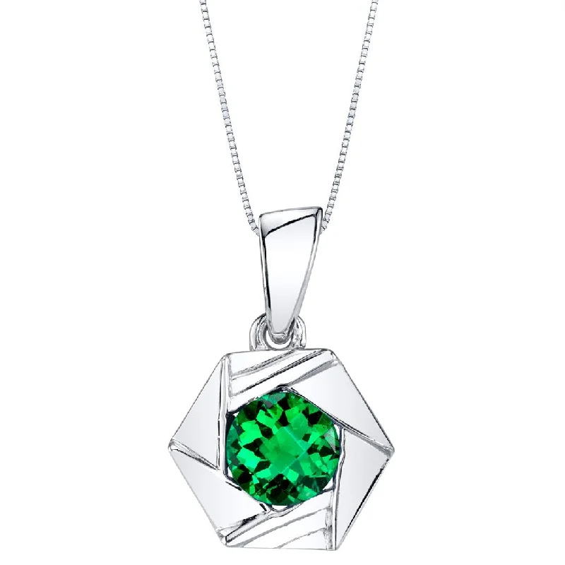 silver and crystal necklace -0.75 ct Emerald Pendant in Sterling Silver