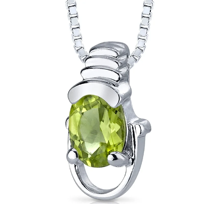 modern gold chain necklace -0.75 ct Peridot Pendant in Sterling Silver