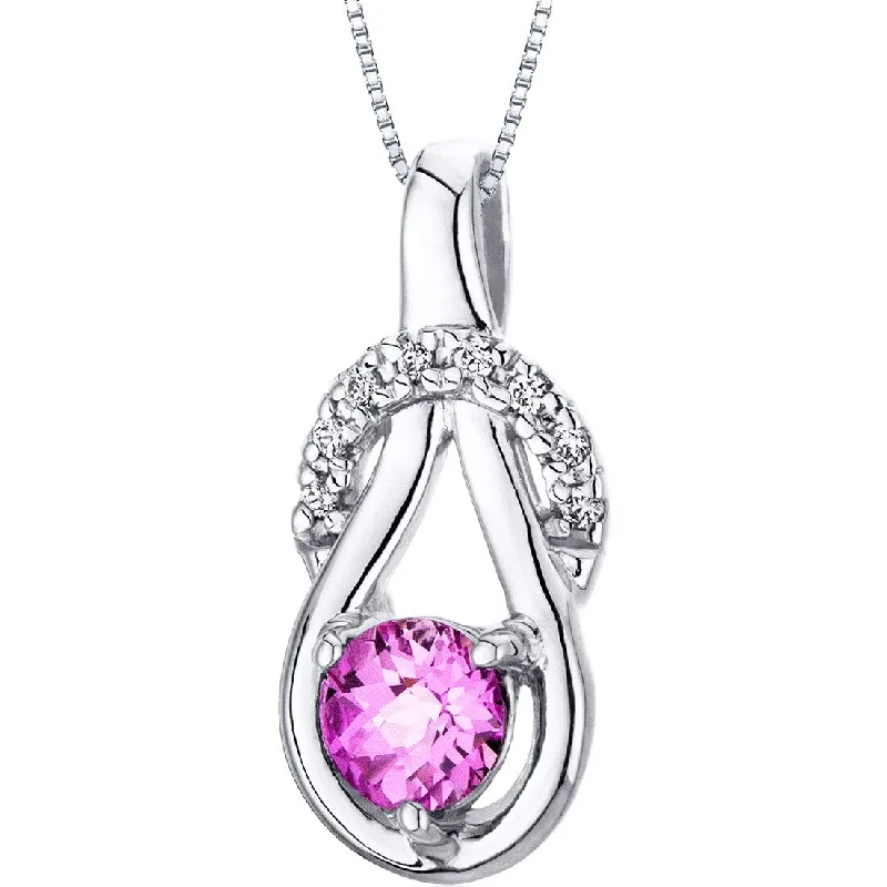 handmade gemstone necklace -0.75 ct Pink Sapphire Pendant in Sterling Silver