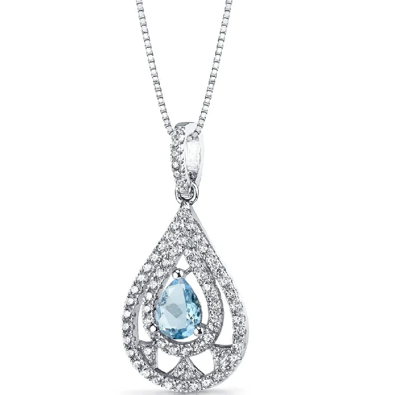 turquoise and silver necklace -0.75 ct Swiss Blue Topaz Pendant in Sterling Silver