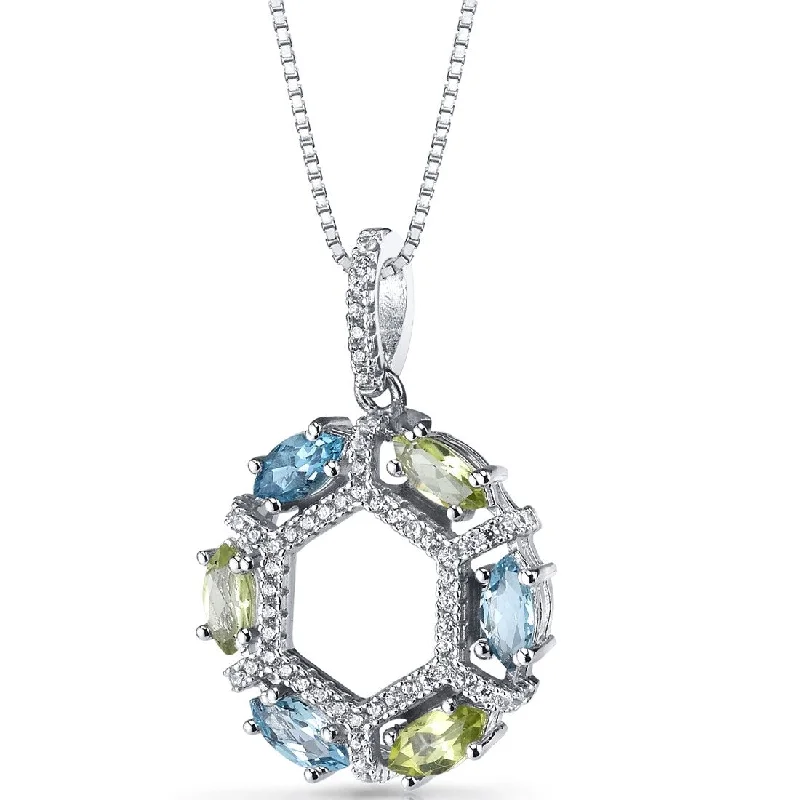 unique design necklace -0.75 ct Swiss Blue Topaz Pendant in Sterling Silver