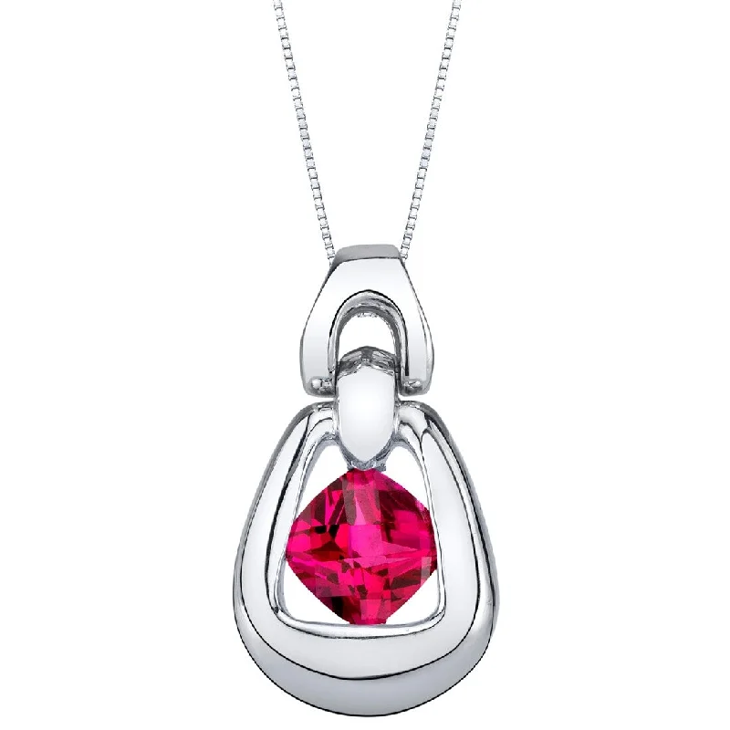 silver heart pendant necklace -1.25 ct Ruby Pendant in Sterling Silver