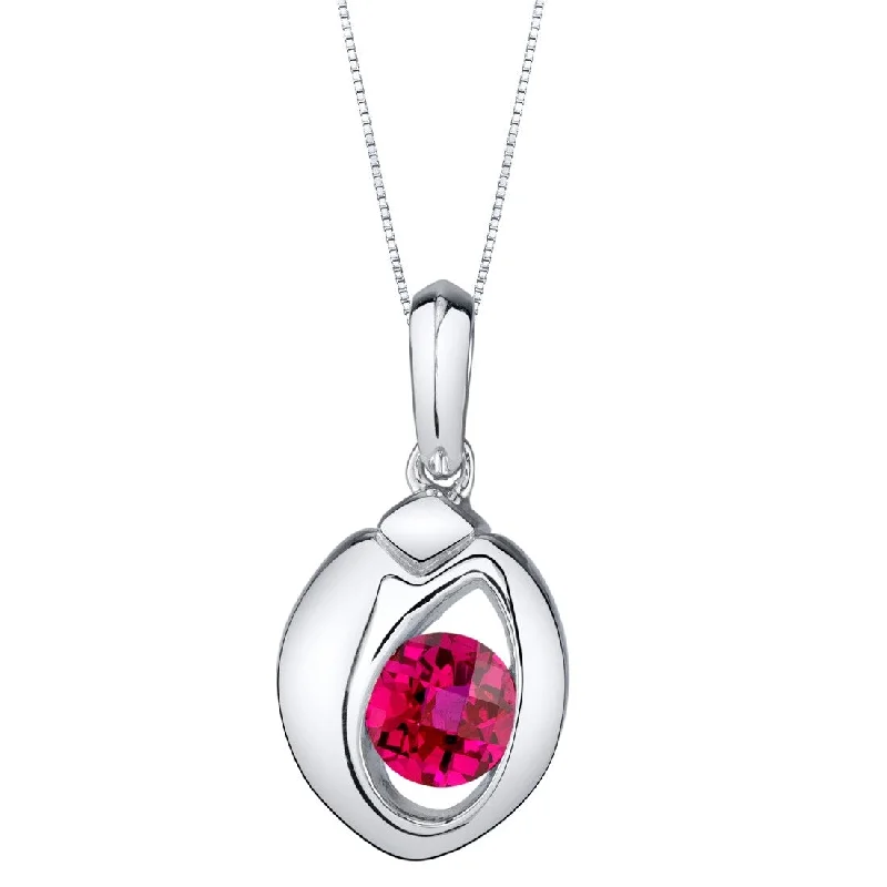 engraved gemstone pendant necklace -1.25 ct Ruby Pendant in Sterling Silver