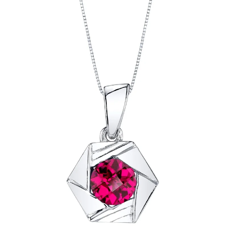 classic gold chain necklace -1.25 ct Ruby Pendant in Sterling Silver