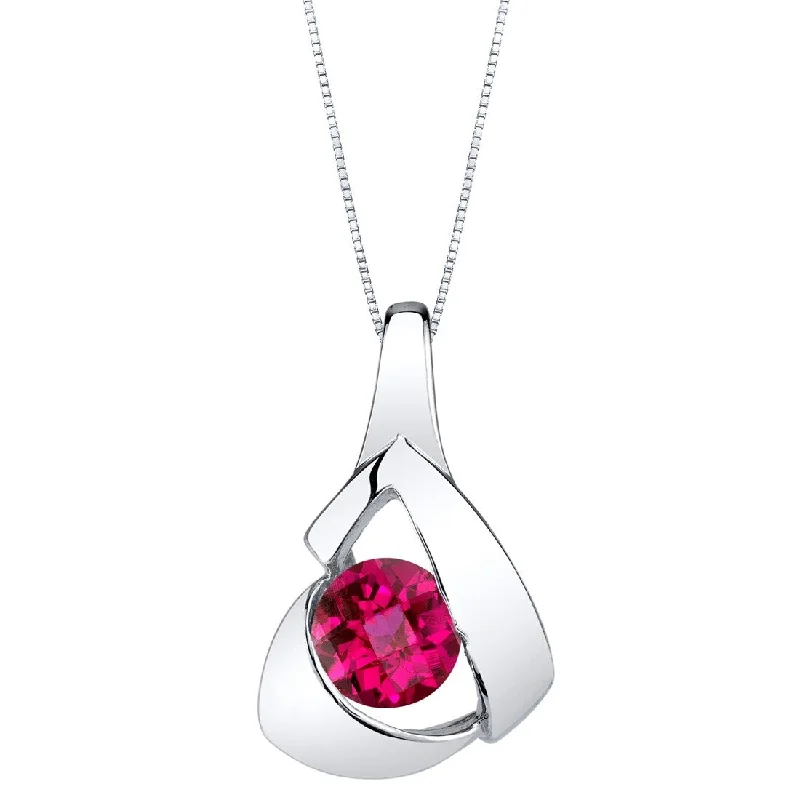 multi-layer chain necklace -1.25 ct Ruby Pendant in Sterling Silver