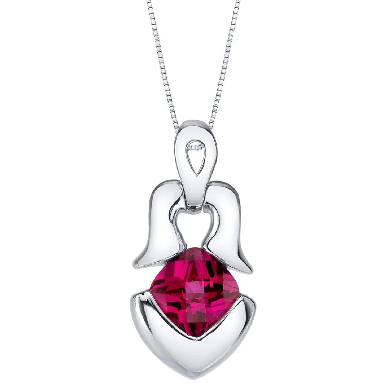 men’s sterling silver necklace -1.25 ct Ruby Pendant in Sterling Silver