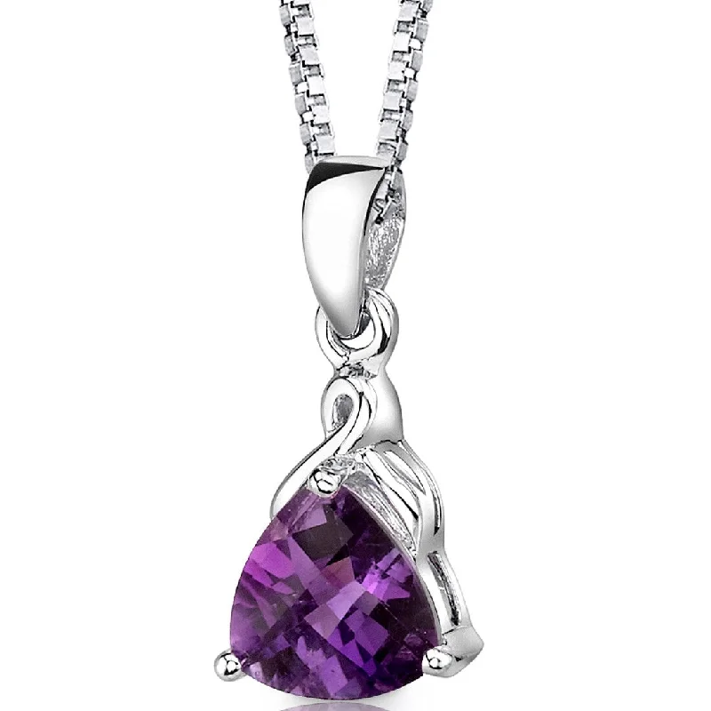 family birthstone necklace -1.5 ct Amethyst Pendant in Sterling Silver