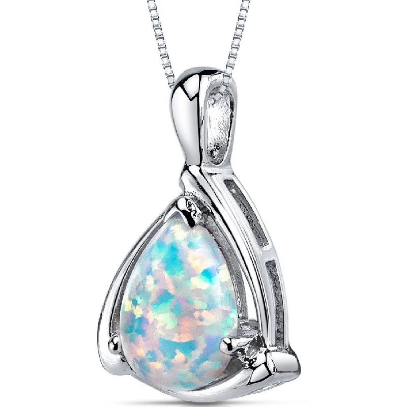 birthstone necklace set -1.5 ct Opal Pendant in Sterling Silver