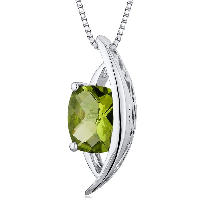 rose gold pendant necklace for women -1.5 ct Peridot Pendant in Sterling Silver