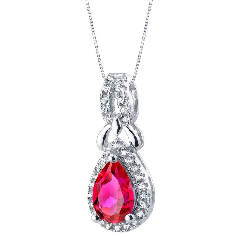 statement rhinestone necklace -1.5 ct Ruby Pendant in Sterling Silver