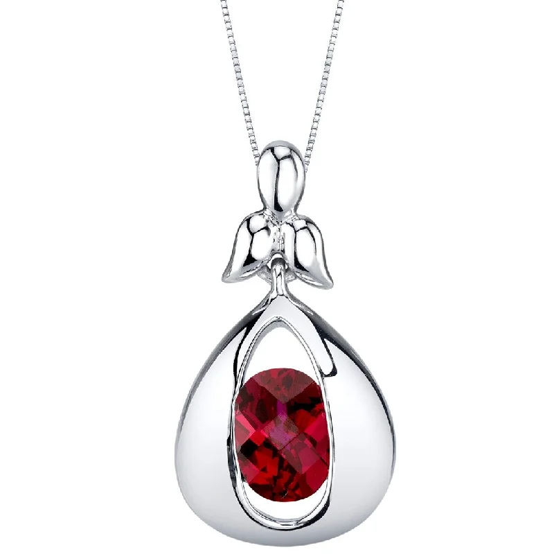 moon and stars pendant necklace -1.5 ct Ruby Pendant in Sterling Silver