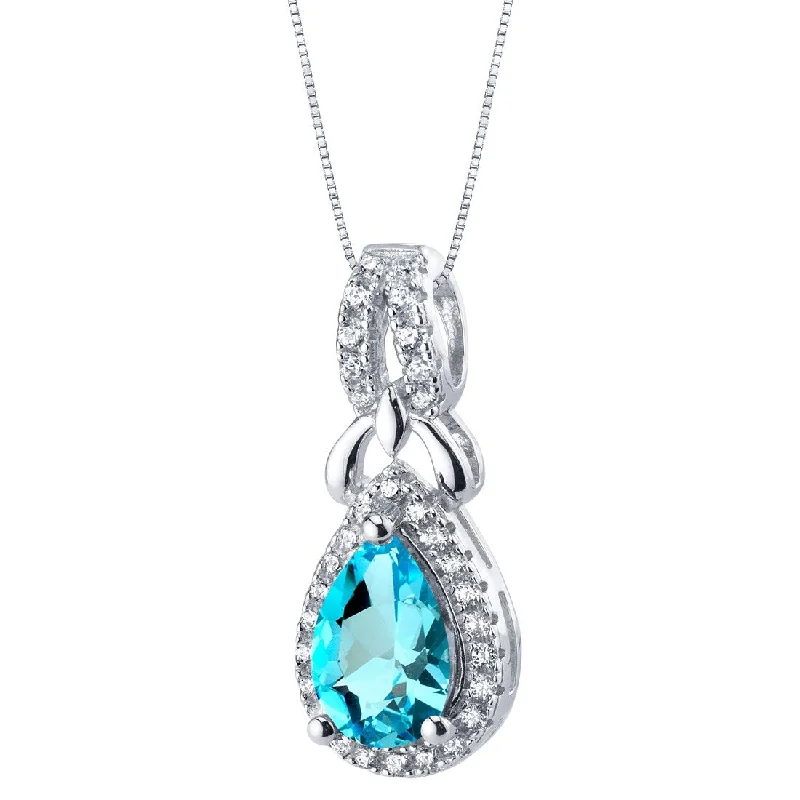 fashion pearl necklace -1.5 ct Swiss Blue Topaz Pendant in Sterling Silver