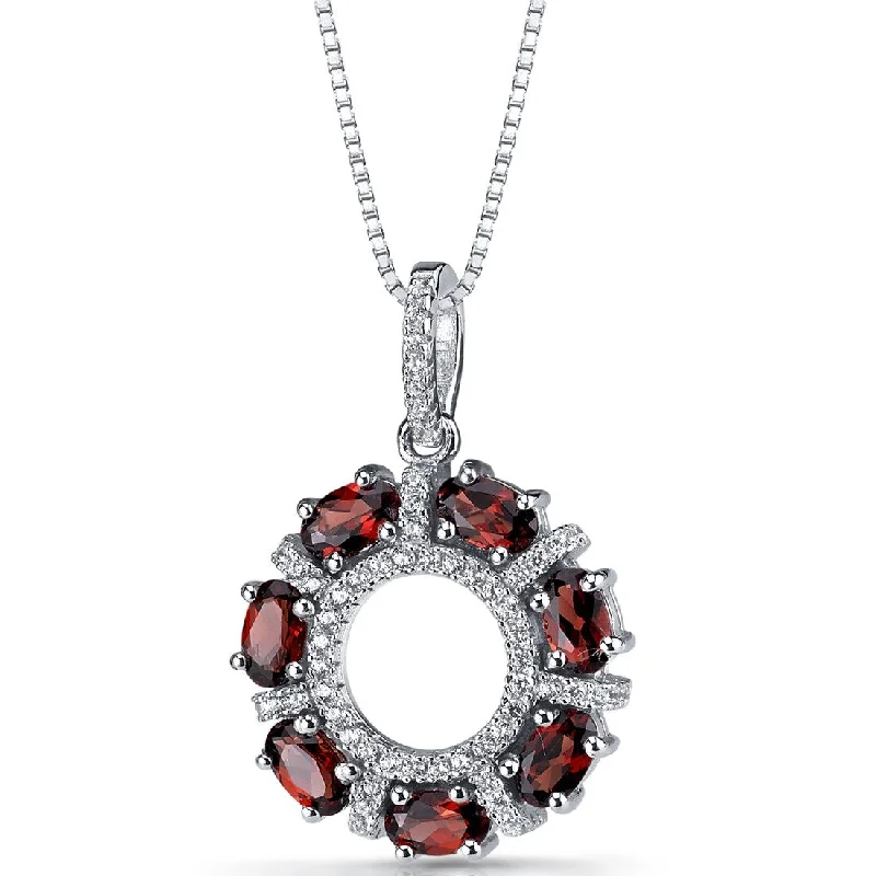 matching jewelry necklace set -1.75 ct Garnet Pendant in Sterling Silver