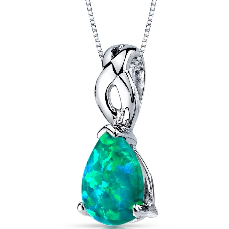 celestial moon necklace -1.75 ct Green Opal Pendant in Sterling Silver