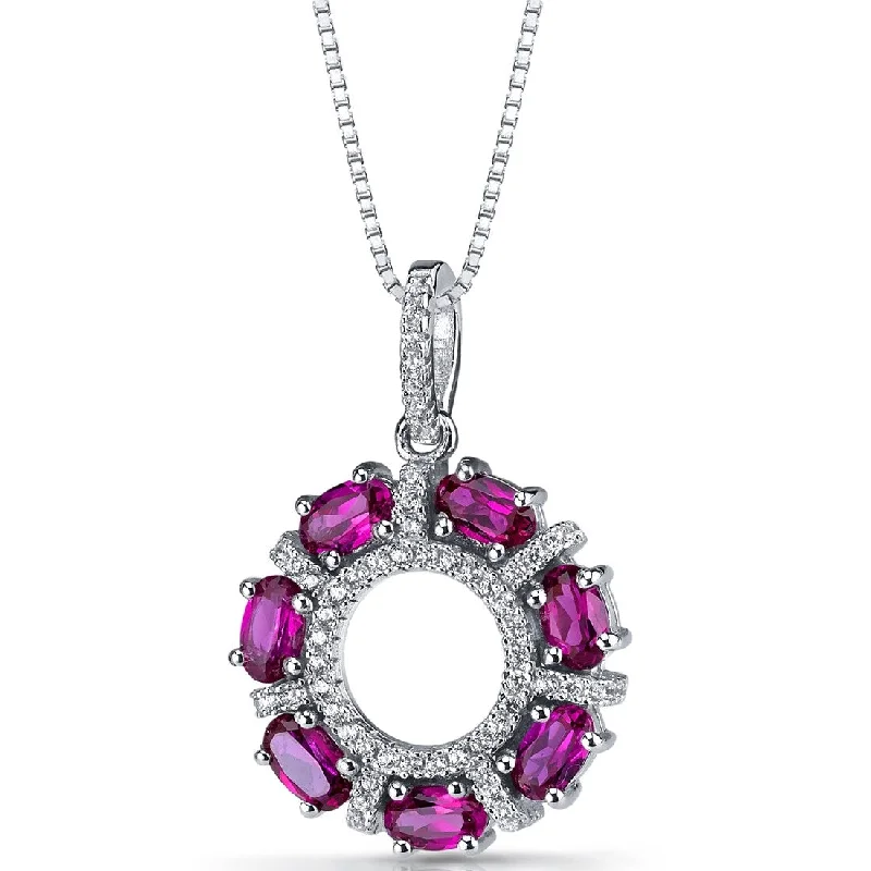 crystal diamond necklace -1.75 ct Ruby Pendant in Sterling Silver