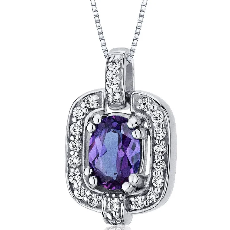 engraved silver necklace -1 ct Alexandrite Pendant in Sterling Silver