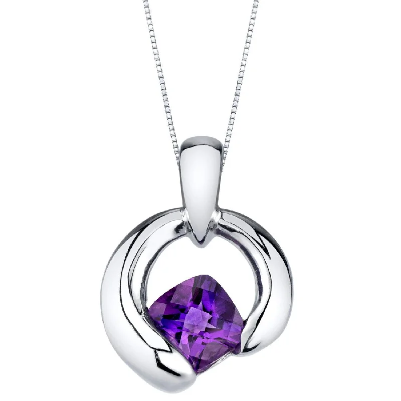 geometric pendant for men -1 ct Amethyst Pendant in Sterling Silver