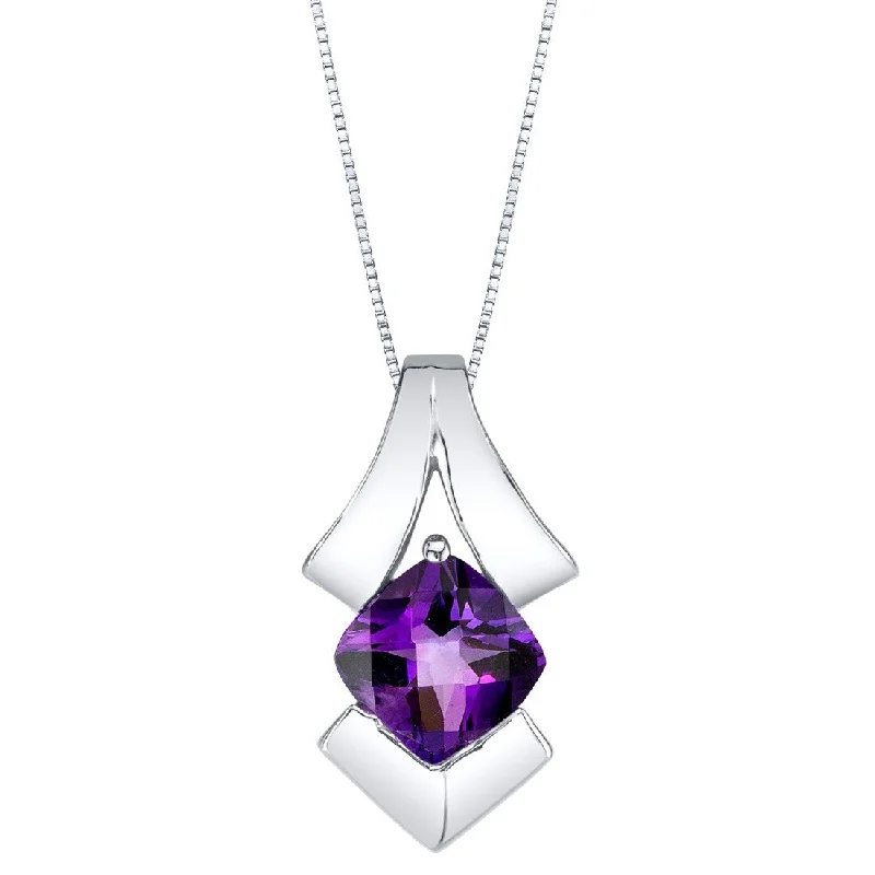 personalized bar necklace for women -1 ct Amethyst Pendant in Sterling Silver