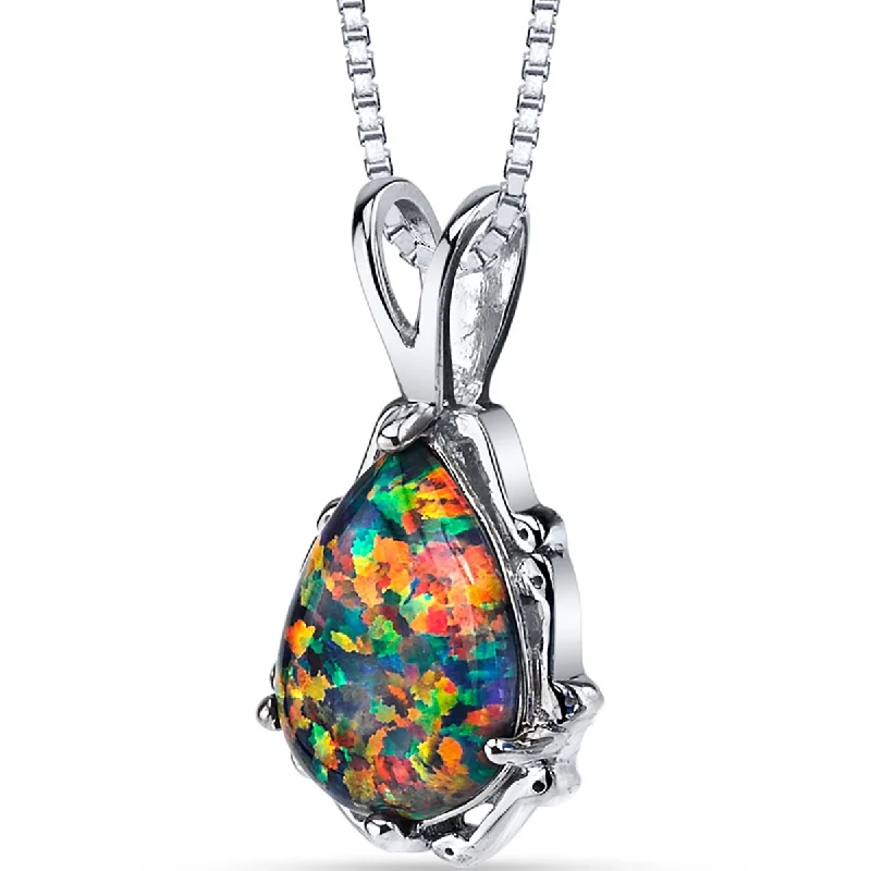 gold triangle necklace -1 ct Black Opal Pendant in Sterling Silver