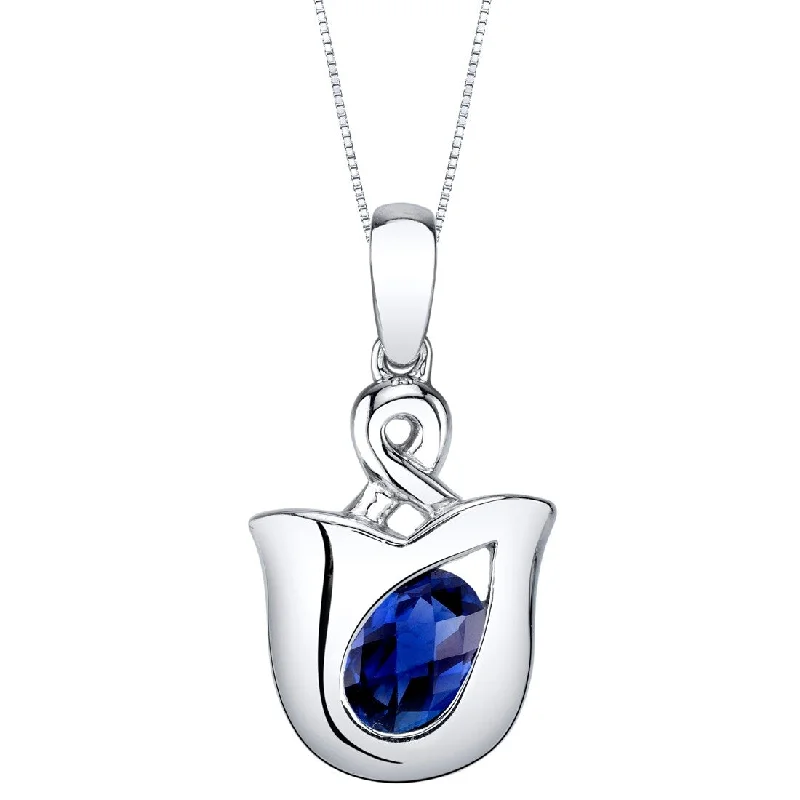 pearl and gold necklace -1 ct Blue Sapphire Pendant in Sterling Silver