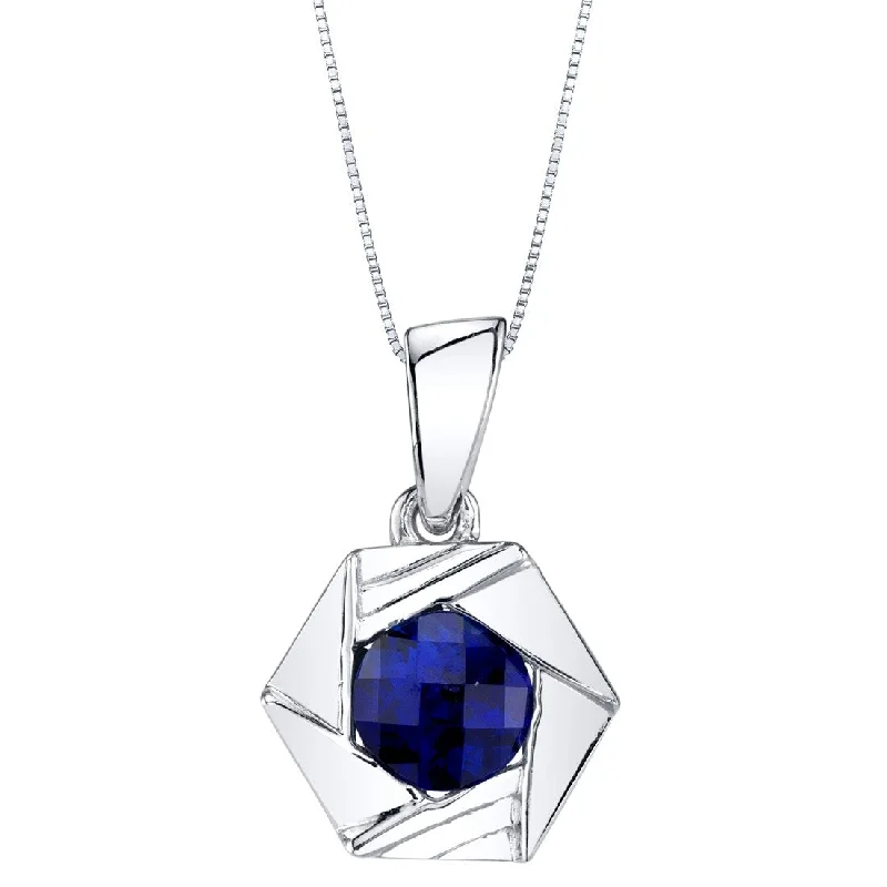 statement tassel necklace -1 ct Blue Sapphire Pendant in Sterling Silver