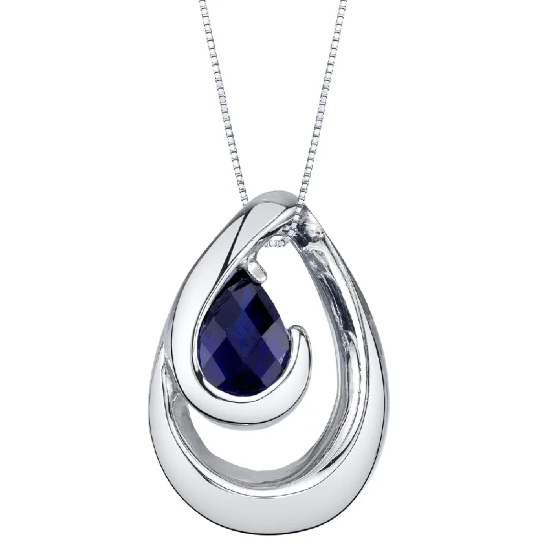 chunky gold statement necklace -1 ct Blue Sapphire Pendant in Sterling Silver