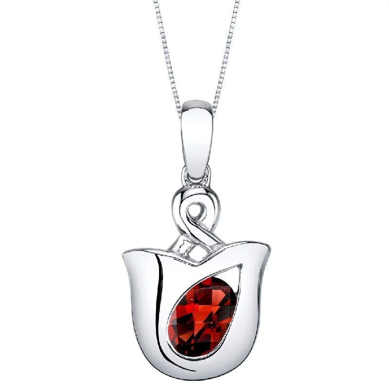 colorful gemstone pendant necklace -1 ct Garnet Pendant in Sterling Silver