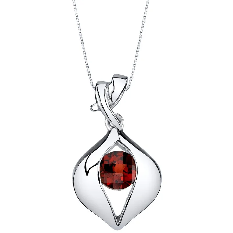 gemstone pendant gold necklace -1 ct Garnet Pendant in Sterling Silver