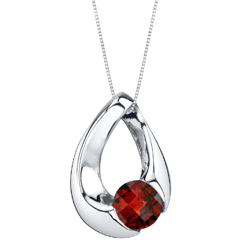 layered pendant necklace for women -1 ct Garnet Pendant in Sterling Silver