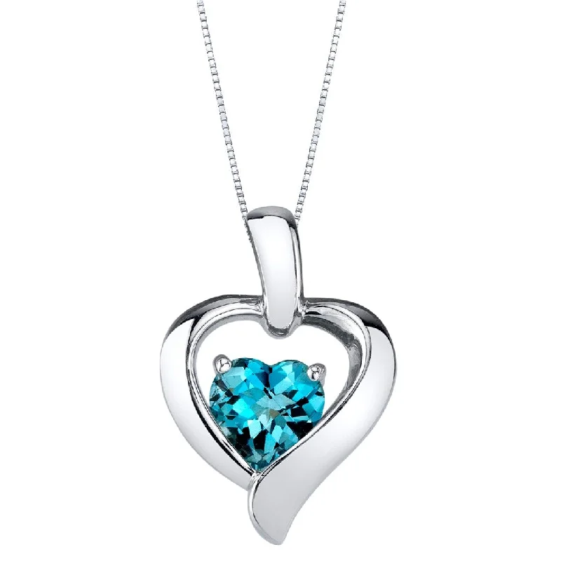 long silver chain necklace -1 ct London Blue Topaz Pendant in Sterling Silver