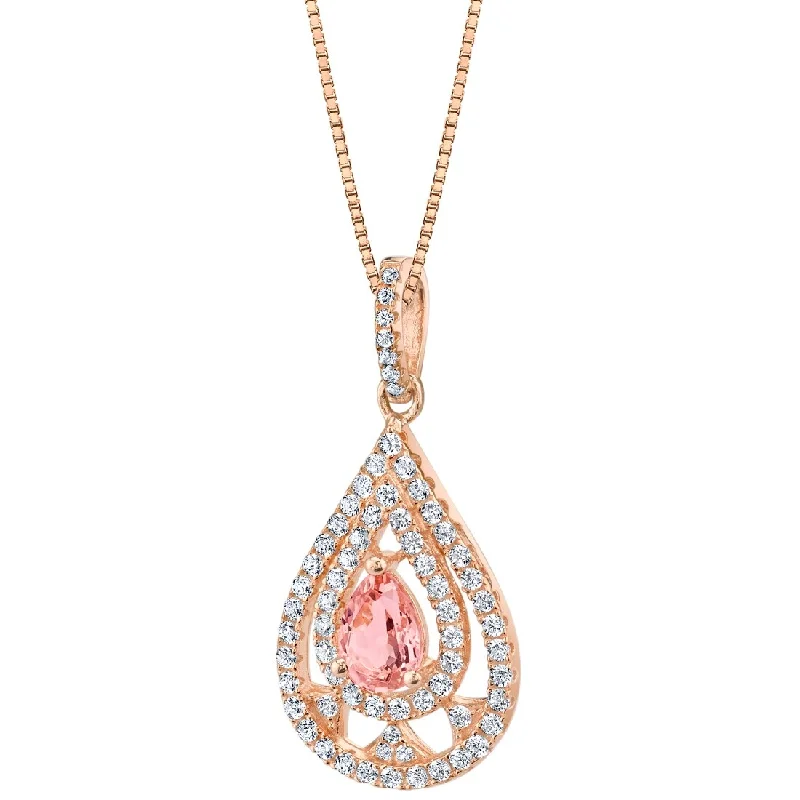 heart shaped crystal necklace -1 ct Morganite Pendant in Rose-tone Sterling Silver