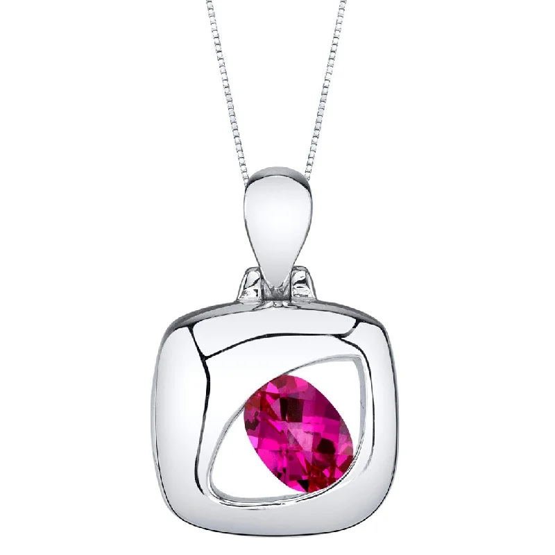 crystal teardrop pendant necklace -1 ct Ruby Pendant in Sterling Silver