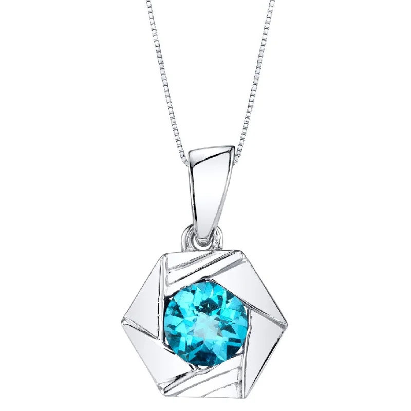 luxury gold necklace -1 ct Swiss Blue Topaz Pendant in Sterling Silver