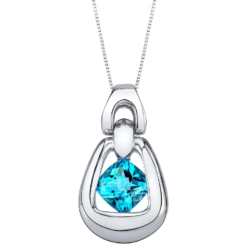 cross charm necklace gold -1 ct Swiss Blue Topaz Pendant in Sterling Silver