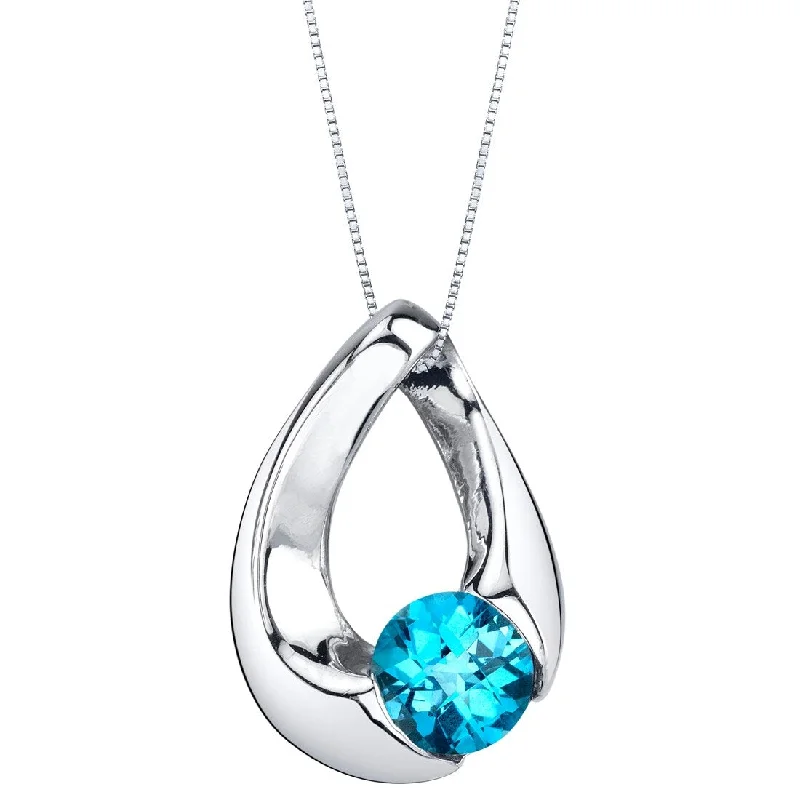 snake chain pendant necklace -1 ct Swiss Blue Topaz Pendant in Sterling Silver