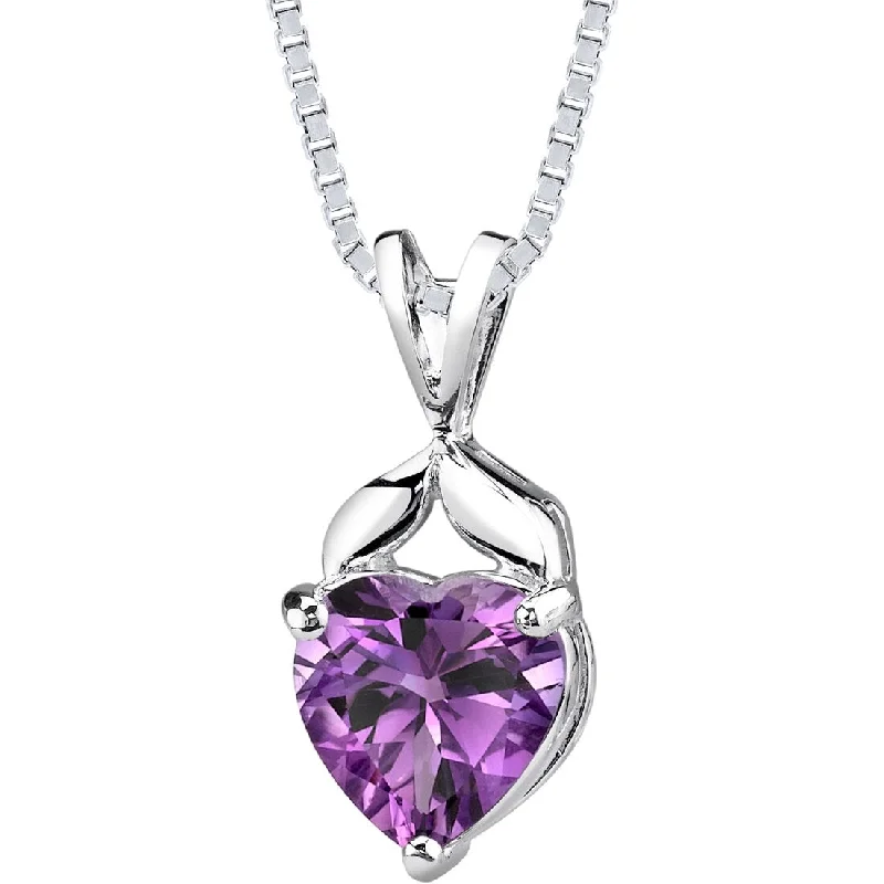 double layer silver necklace -2.25 ct Amethyst Pendant in Sterling Silver