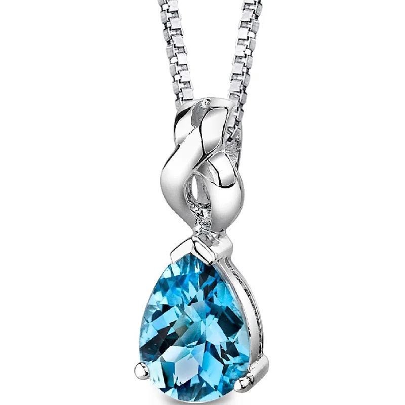 long gold chain necklace -2.25 ct Swiss Blue Topaz Pendant in Sterling Silver