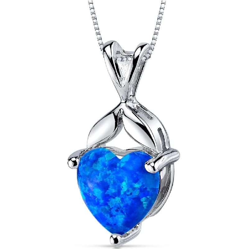 retro chain necklace for men -2.5 ct Blue Opal Pendant in Sterling Silver