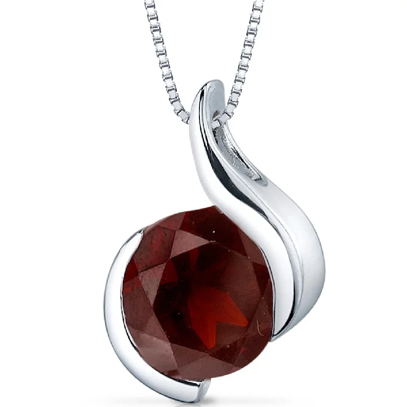 custom monogram necklace -2.5 ct Garnet Pendant in Sterling Silver