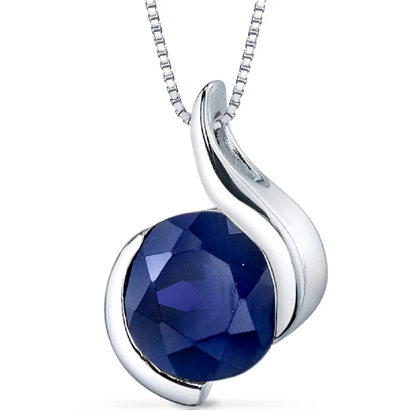 custom name necklace for mom -2.75 ct Blue Sapphire Pendant in Sterling Silver