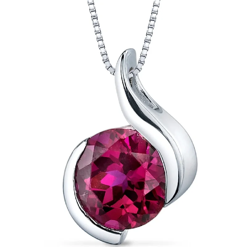 boho style silver necklace -2.75 ct Ruby Pendant in Sterling Silver